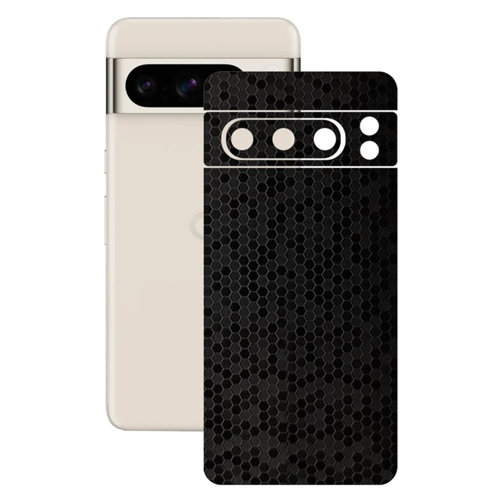 Folie skin SILKASE, pentru Google Pixel 8 Pro, negru hexa, protectie spate telefon