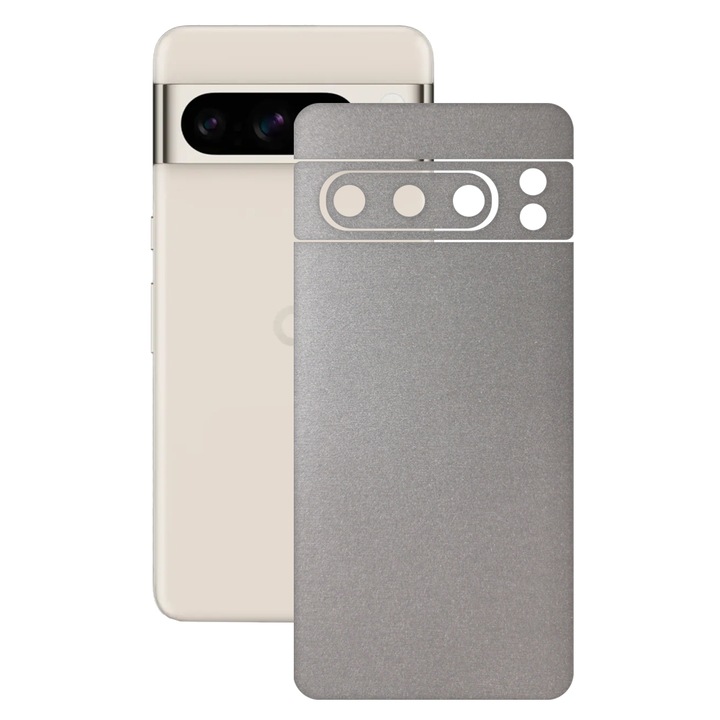 Folie skin SILKASE, pentru Google Pixel 8 Pro, gri deschis, protectie spate telefon