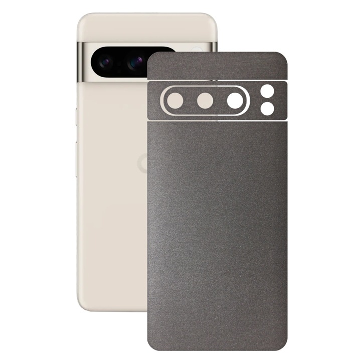 Folie skin SILKASE, pentru Google Pixel 8 Pro, gri brushed, protectie spate telefon