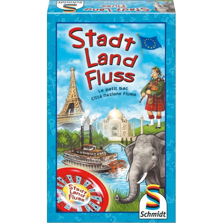 Schmidt Város, Ország, Folyó fémdobozban (51212) Stadt, Land, Fluss (51131) társasjáték (6657-183) (6657-183)