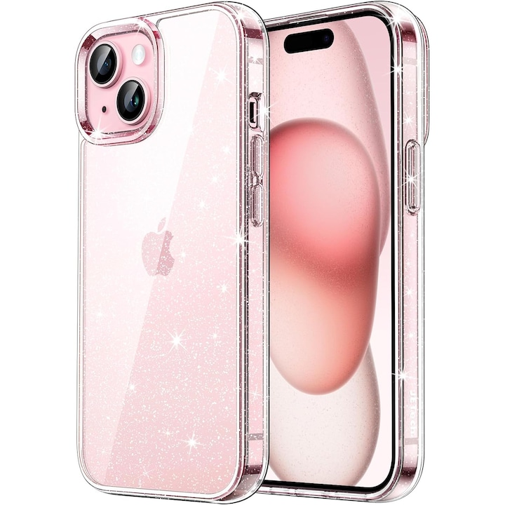 Husa pentru iPhone 15 crystal glitter case silver