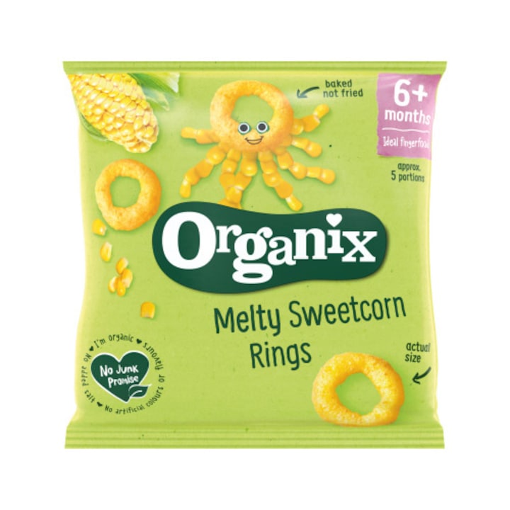 Snack Bio cu porumb dulce, in forma de inel, Organix, 20g, 6 luni