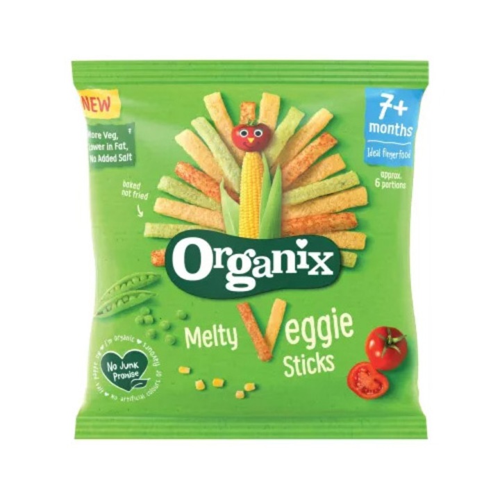 Sticksuri Bio din porumb cu legume, Organix, 15g, 7 luni