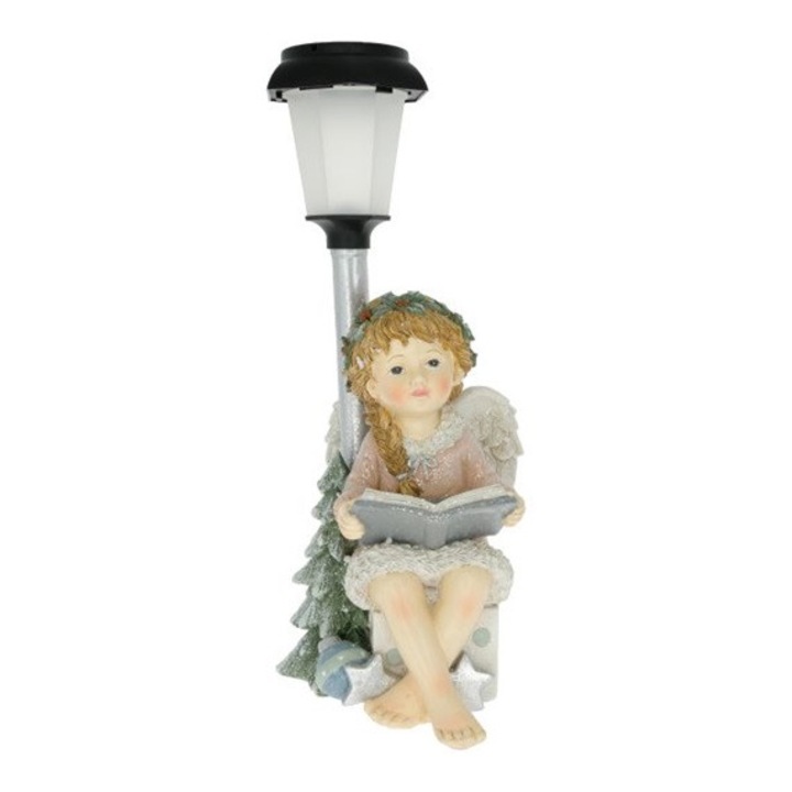 Decorand angyal könyvvel, ülő Led-es 34cm