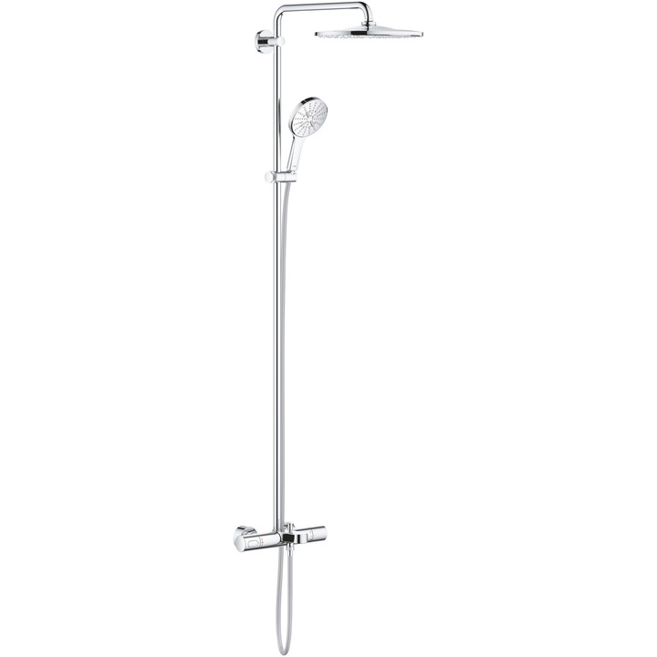 Sistem de dus Grohe Rainshower SmartActive 310 26657000, 1/2'', aparent, termostat, 310 mm, diverter cada, crom