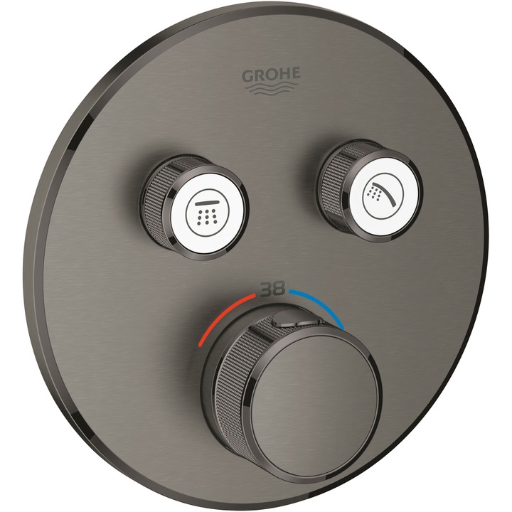 Unitate control Grohe Grohtherm Smartcontrol 29119AL0, 2 iesiri, termostat, necesita set fixare, mat, grafit