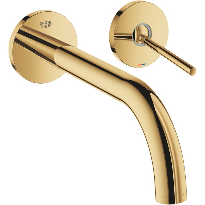 Baterie lavoar Grohe Atrio 19918GL3, 1/2'', montare pe perete, monocomanda, 221 mm, necesita set fixare, lucios, auriu