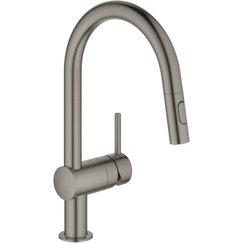 Baterie de bucatarie Grohe Minta 32321AL2, 3/8'', pipa inalta, dus extractabil, mat, grafit