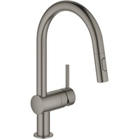 Baterie de bucatarie Grohe Minta 32321AL2, 3/8'', pipa inalta, dus extractabil, mat, grafit