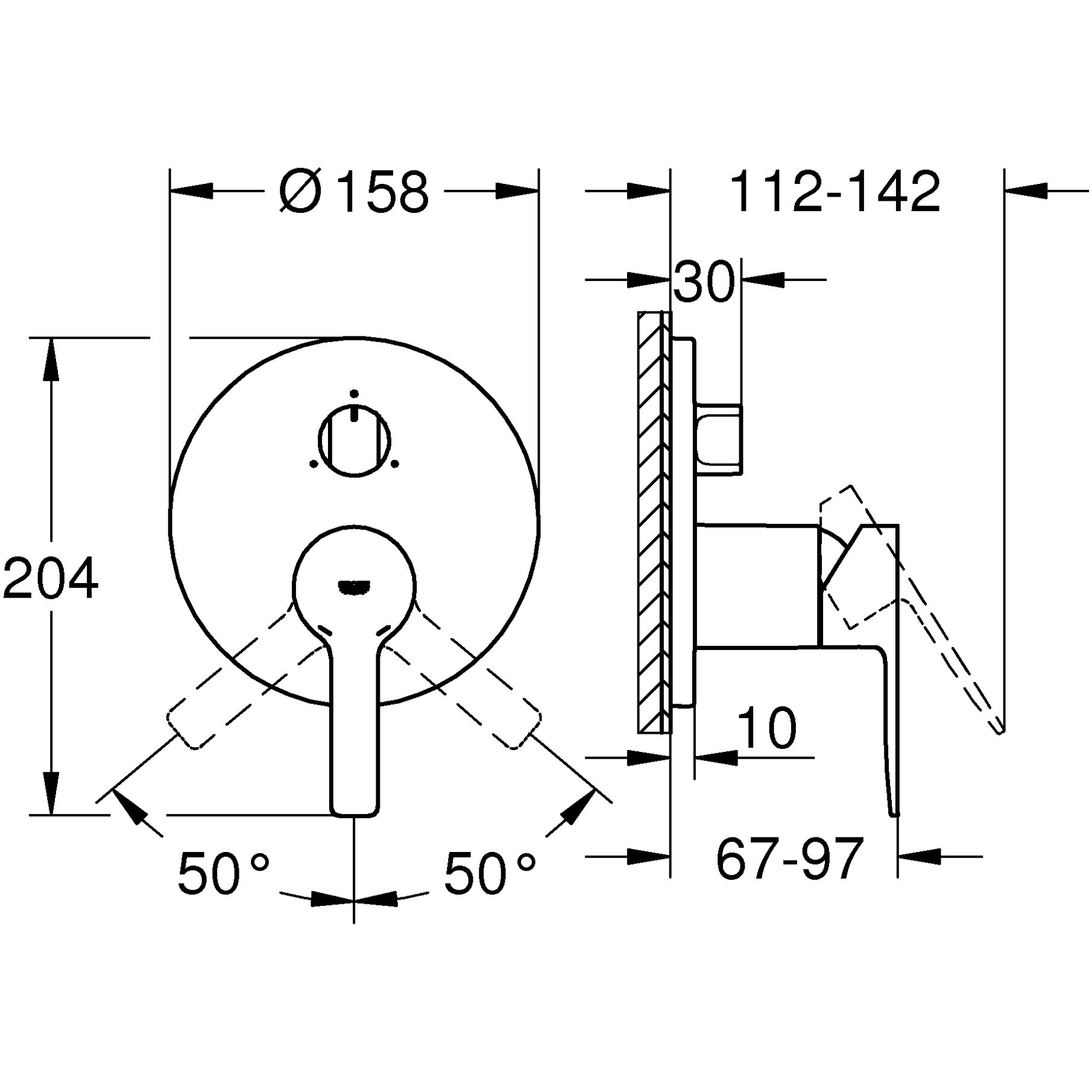Контролен блок Grohe Lineare 24095001, 1/2'', Видим, Дивертор, 3 изхода ...