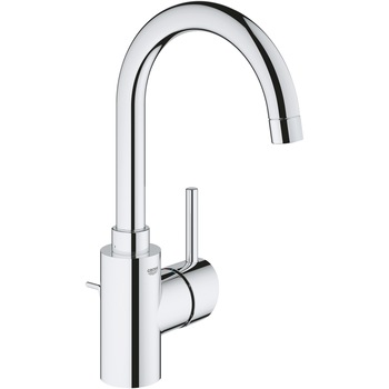Baterie de lavoar Grohe Concetto 32629002, 3/8'', marimea L, monocomanda, evacuare cu tija, pivotanta, crom