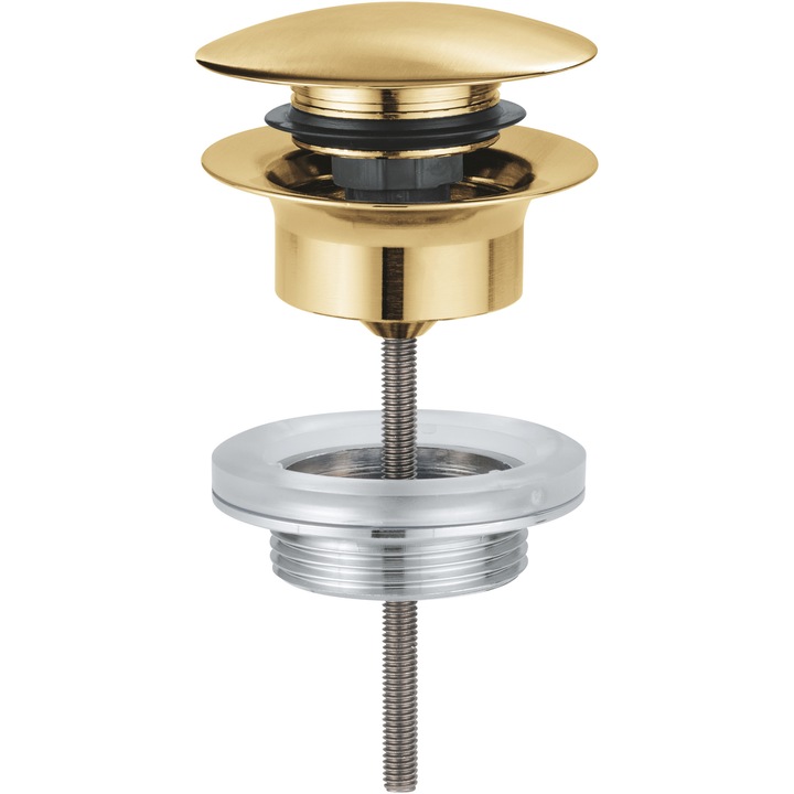 Ventil lavoar push to open Grohe 65807GN0, G1 1/4'', lungime ajustabila, mat, auriu