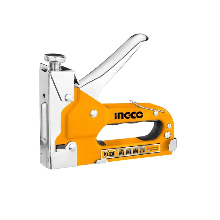 Capsator, INGCO, metalic, pentru tapiterie, 3 in 1, cu 200 capse