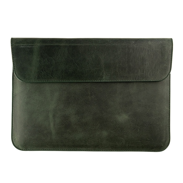 Husa laptop MacBook Air, MacBook PRO 15 inch, lucrata manual, piele naturala cu aspect vintage, verde