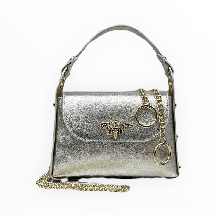 Női táska, Moranti, természetes bőr, ezüst