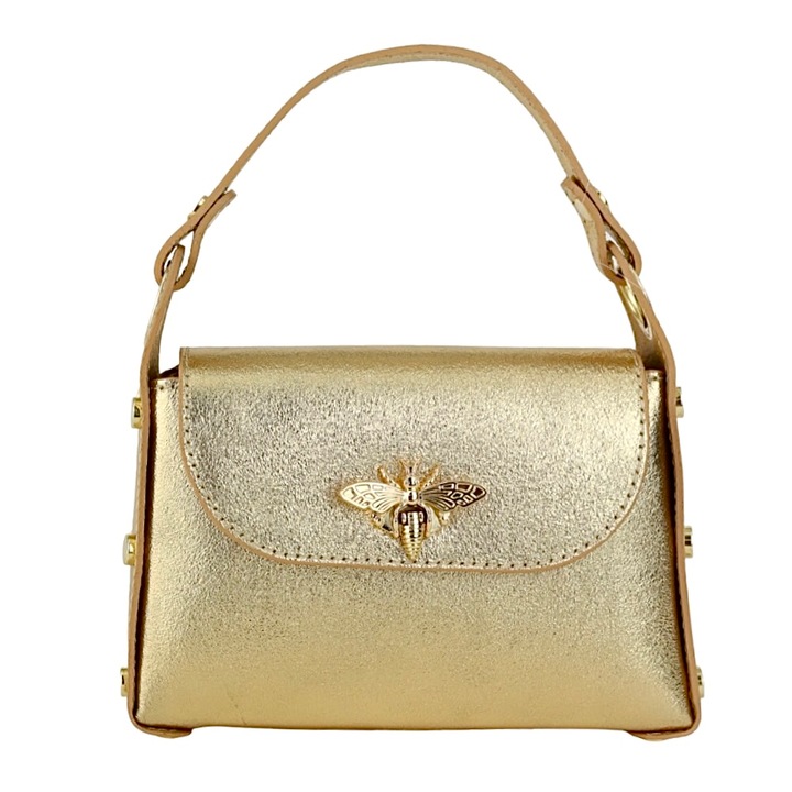 Kézitáska, Moranti, Természetes bőr, arany