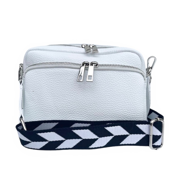 Moranti Messenger táska, természetes bőr, fehér