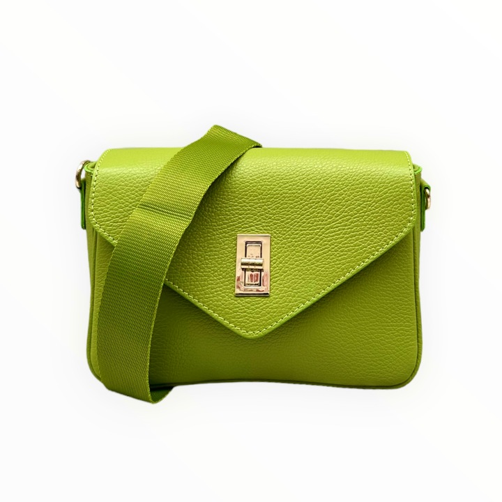 Geanta messenger Moranti Magica, Piele naturala, Verde
