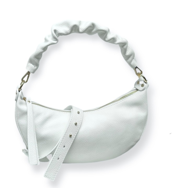 Kézitáska, Moranti, Természetes bőr, Fehér