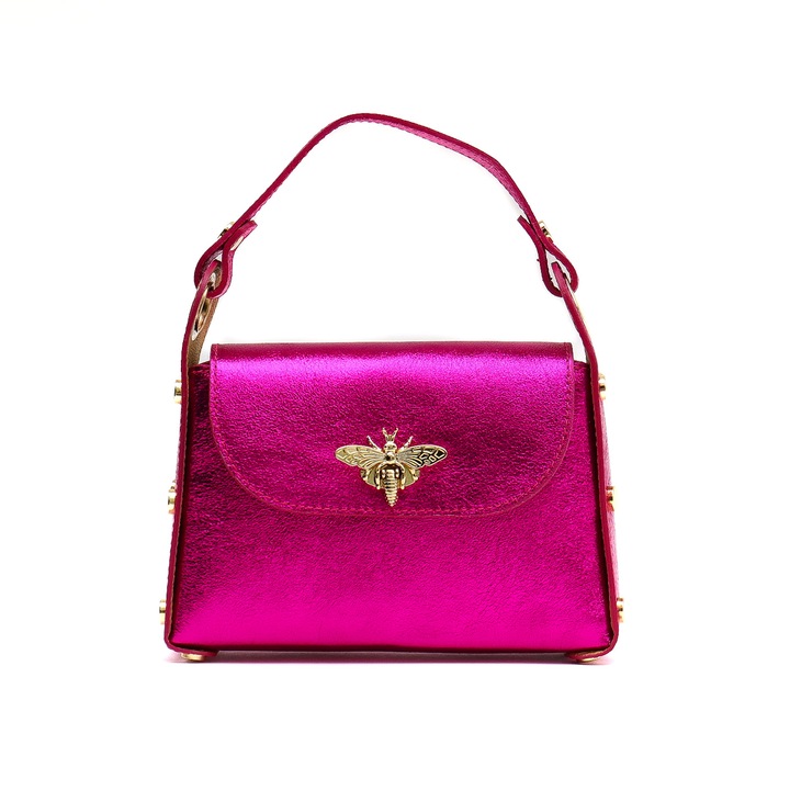 Geanta de mana, Moranti, Piele naturala, Fucsia