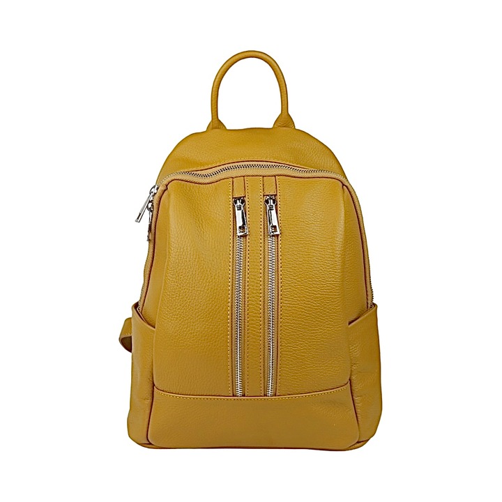 Rucsac dama, Moranti, Piele naturala, Galben