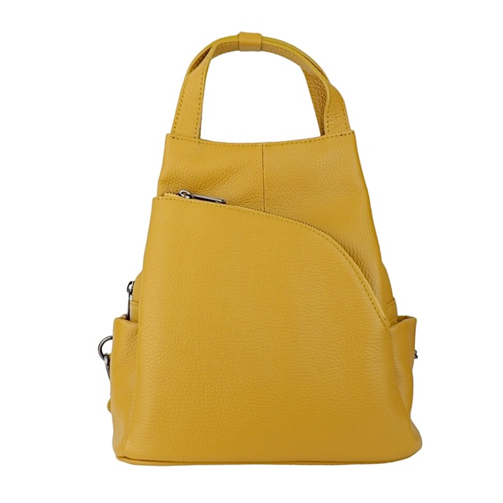 Дамска раница, Moranti, Естествена кожа, Жълта