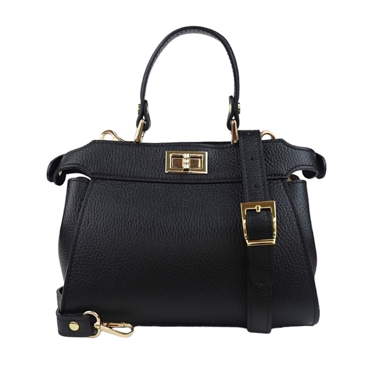 Geanta dama Judy, Moranti, Piele naturala, Negru