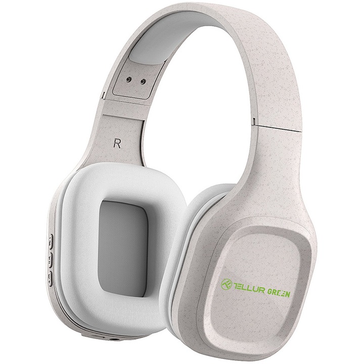 Bluetooth слушалки Over-ear Tellur Green Pulse, сгъваеми, крем