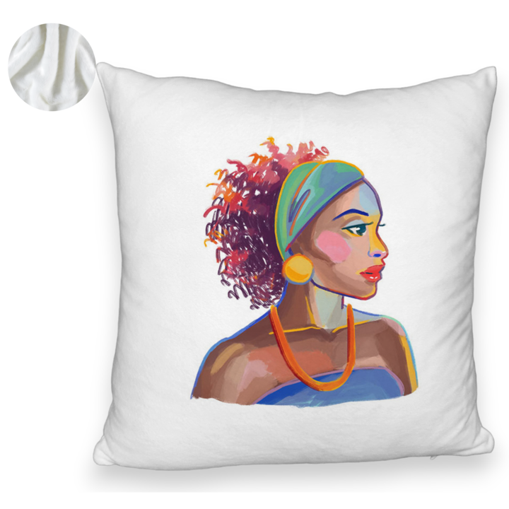 Bolyhos díszpárna, arany afrikai modell, 40x40 cm, fehér, levehető huzat, fújtató