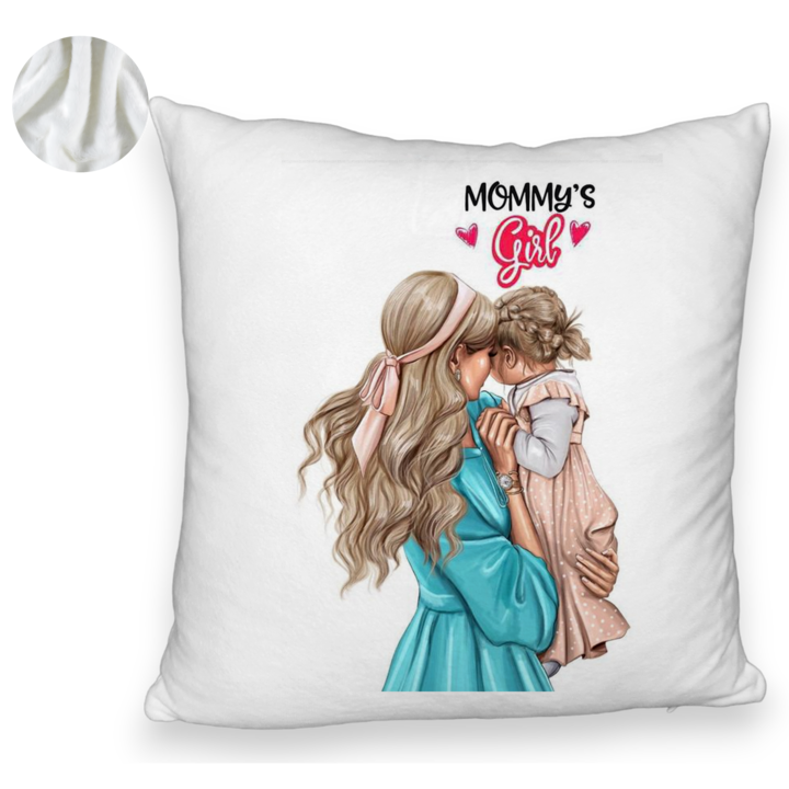 Perna Decorativa Fluffy, Model Mommy's Girl, 40x40 cm, Alba, Husa Detasabila, Burduf