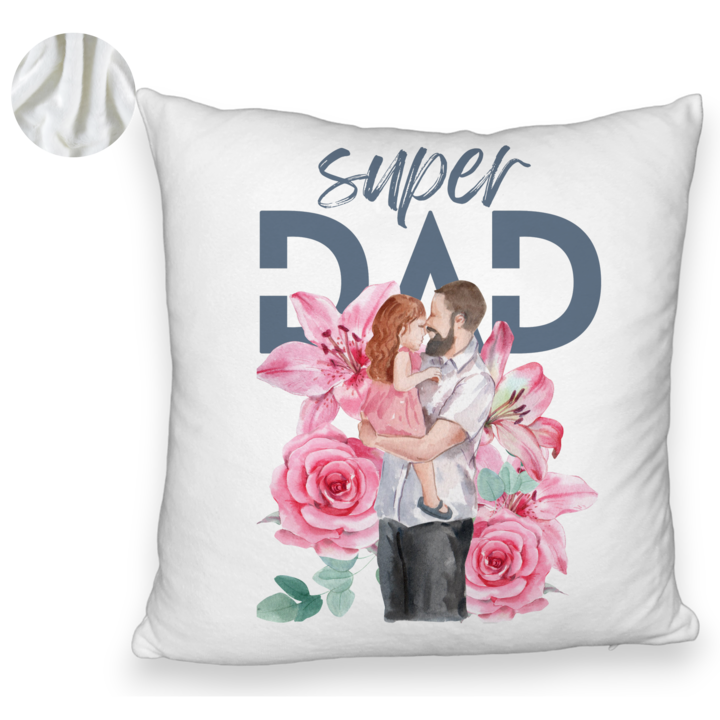Perna Decorativa Fluffy, Model Super DAD Fetite, 40x40 cm, Alba, Husa Detasabila, Burduf