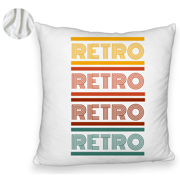 Bolyhos díszpárna, Retro színek modell, 40x40 cm, fehér, levehető huzat, fújtató
