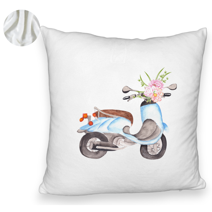 Perna Decorativa Fluffy, Model Flower Bike, 40x40 cm, Alba, Husa Detasabila, Burduf