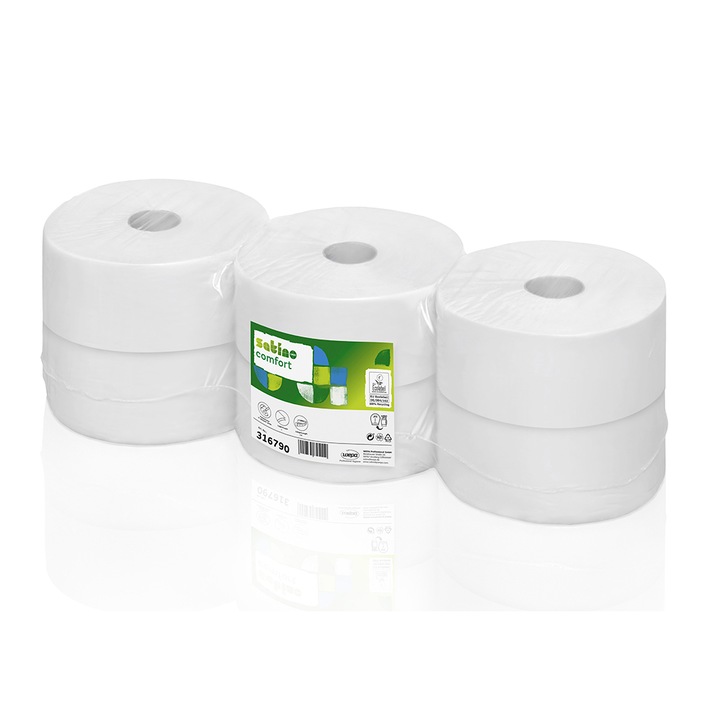 Wepa Jumbo Comfort WC-papír tekercs, fehér, 2 rétegű, 320 m/tekercs, 6 tekercs/doboz
