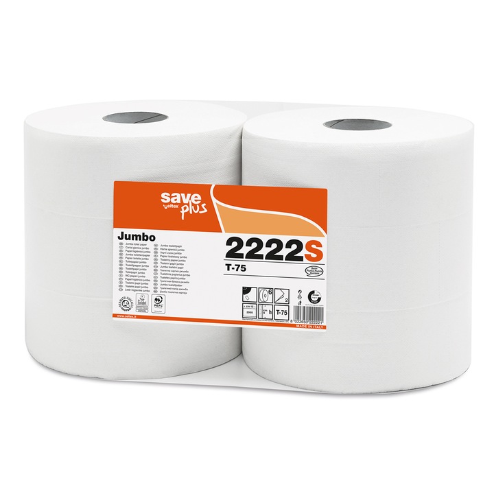 WC-papír, Celtex 2222S, Maxi Jumbo, 2 rétegű, 300 m, 6 tekercs/készlet
