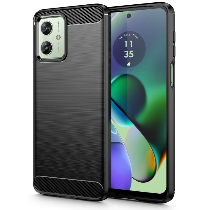 Motorola Moto G54 Power Edition / G54 borító, karbon, Elite Armor, U643, fekete