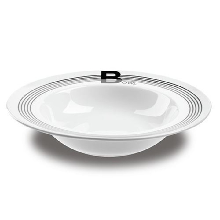 Nava salátás tányér, porcelán, 28,1 cm átmérő, Lines Black sorozat