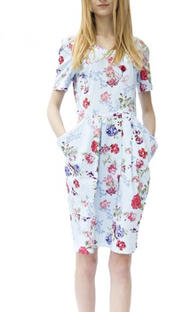 Rochie midi, DALIA COLLECTION,cu imprimeu floral si buzunare, Multicolor, XL Rochie midi, DALIA COLLECTION,cu imprimeu floral si buzunare, Multicolor, XL