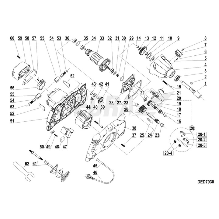 Gyűjtőkefe tartó, Dedra, Fekete