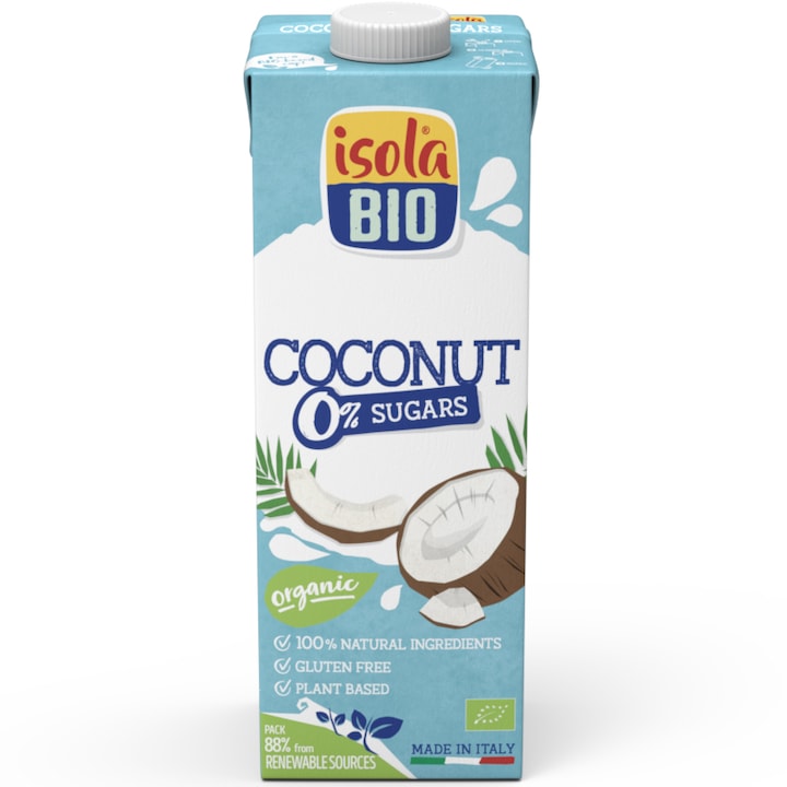 ECO Bautura Bio din nuca de cocos, 0% zaharuri, fara gluten, Isola Bio 1L