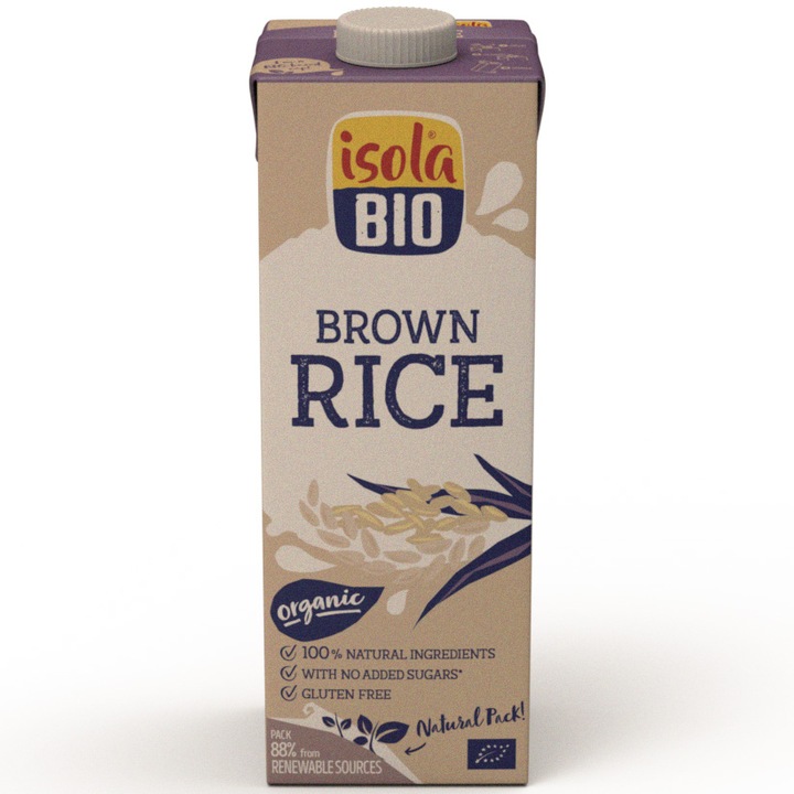 Bautura Bio din orez brun (integral), fara gluten, Isola Bio 1L