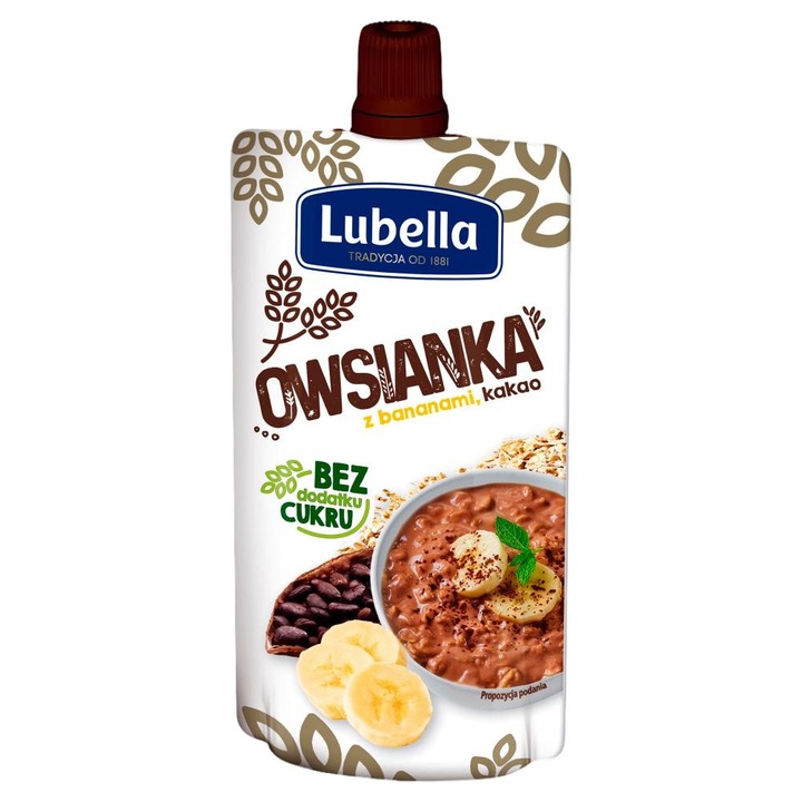 Fulgi de ovaz cu cacao si banane, Lubella, Multicolor, 100 g