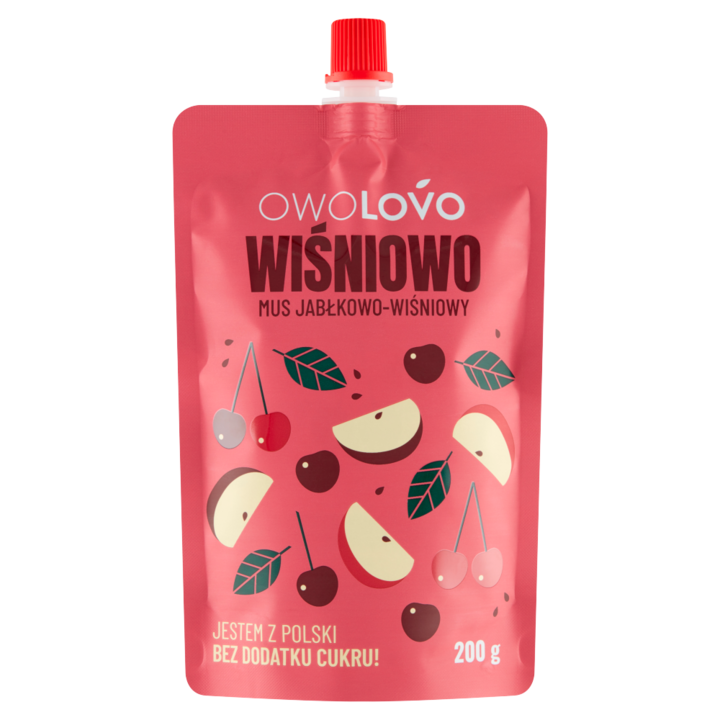 Mousse cu mere/cirese, OWOLOVO, Multicolor, 200g