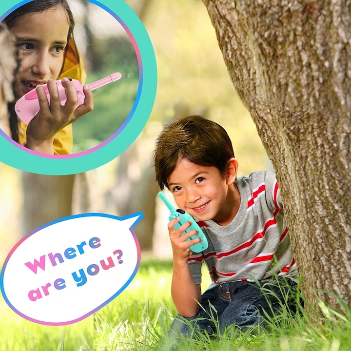 2er-Set Walkie-Talkies für Kinder, 3 km, rosa und blau