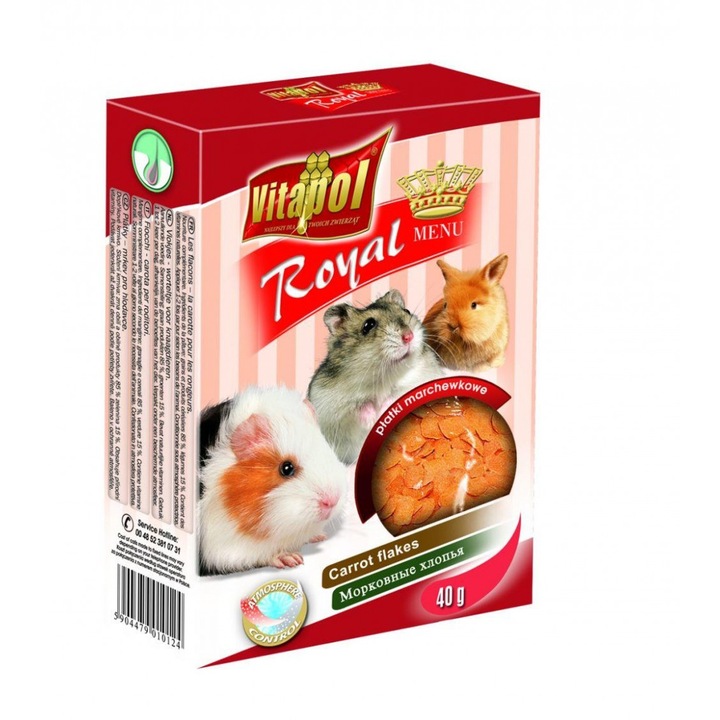 Fulgi de morcovi pentru rozatoare, Vitapol, 40g