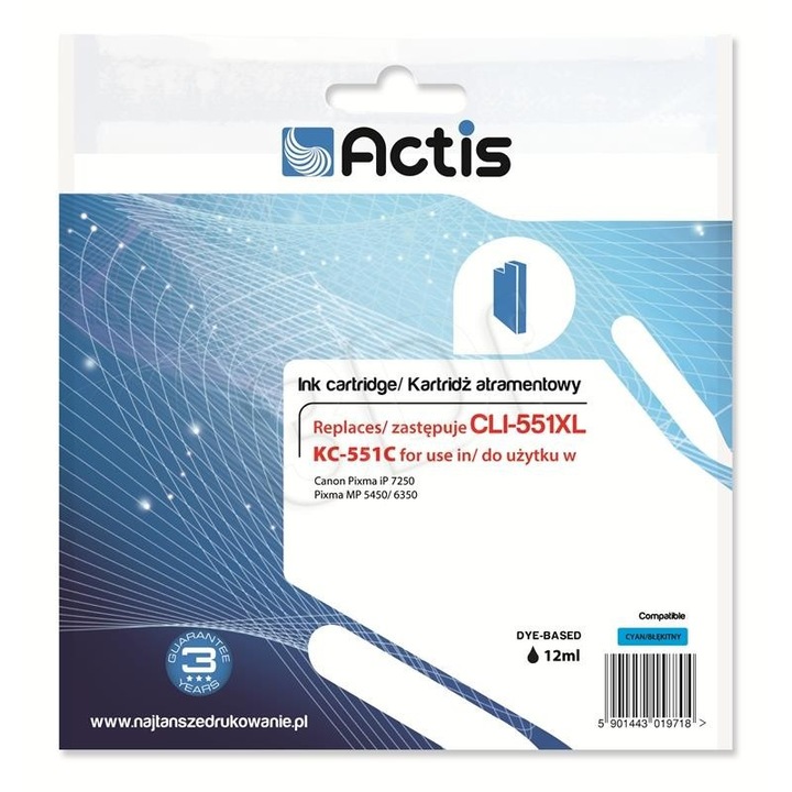 Cartus cerneala, Actis, 12ml, Albastru