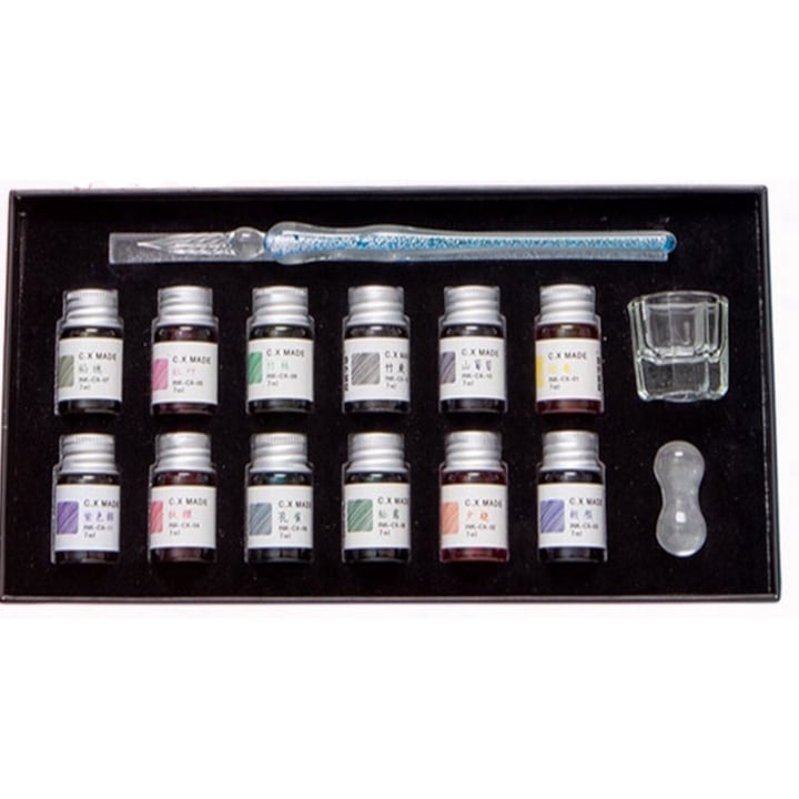Set stilou caligrafie, 15 Piese, Multicolor