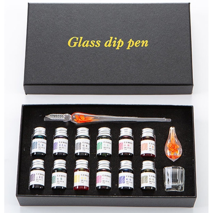 Set stilou caligrafie, 15 Piese, Multicolor