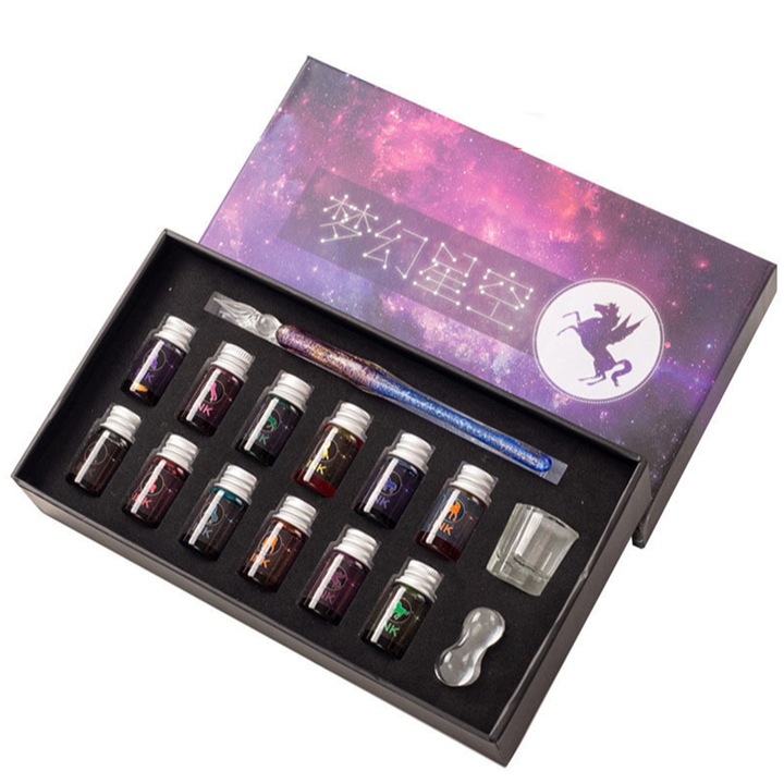 Set stilou caligrafie, 15 Piese, Multicolor