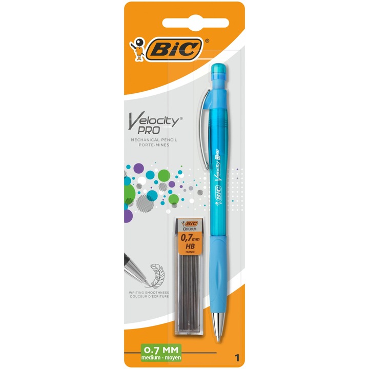 Mechanikus ceruza, Bic, 0,7 mm-es ólom, tartalék vezeték, kék
